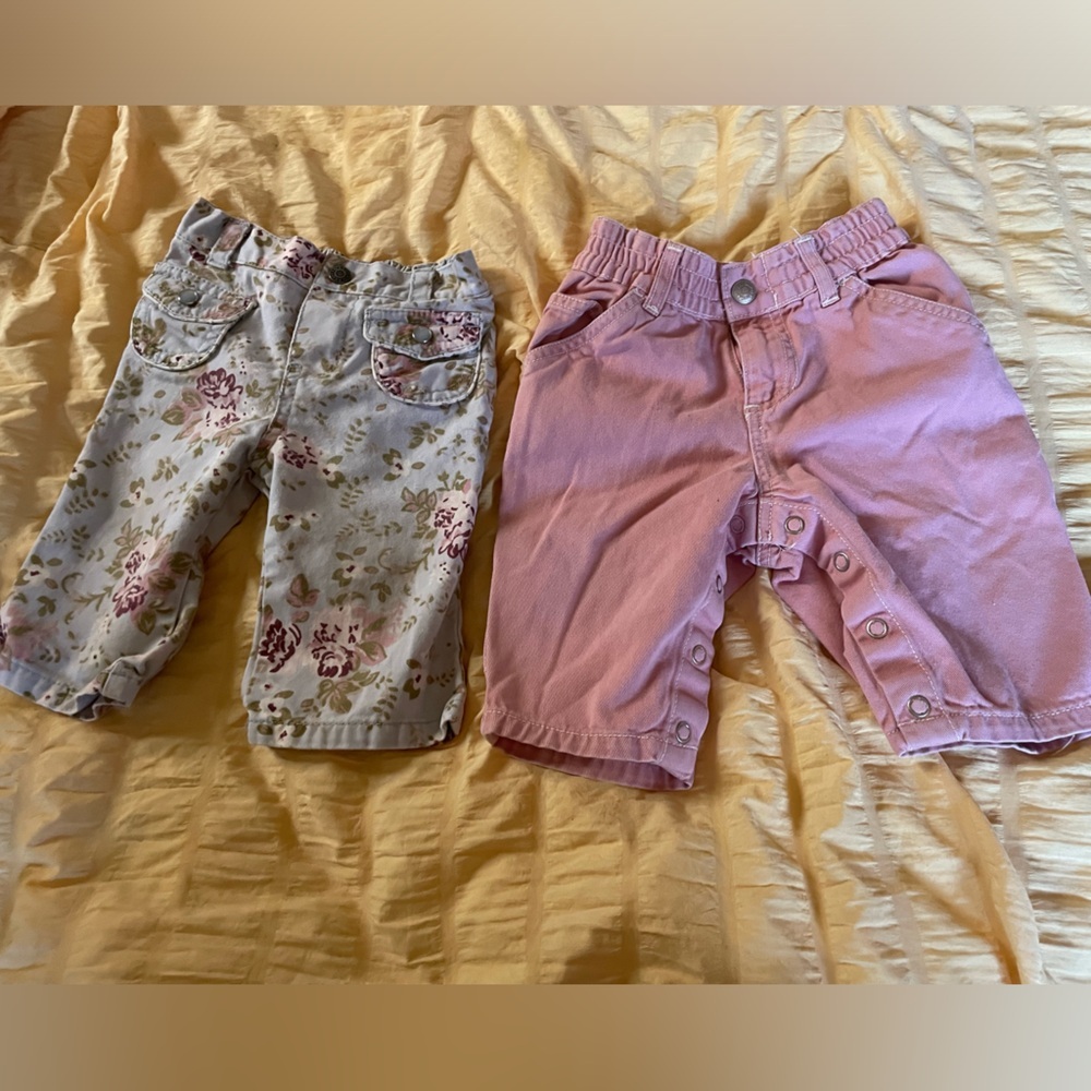 Vintage Baby Old Navy Gap Infant Jeans! 3-6 months pink flowered snap crotch lot